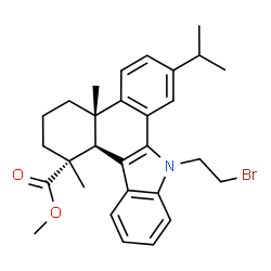 ChemSpider 2D Image | Methyl (1R,4aS,13cR)-9-(2-bromoethyl)-7-isopropyl-1,4a-dimethyl-2,3,4,4a,9,13c-hexahydro-1H-dibenzo[a,c]carbazole-1-carboxylate | C29H34BrNO2