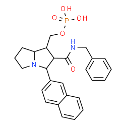 ChemSpider 2D Image | [2-(Benzylcarbamoyl)-3-(2-naphthyl)hexahydro-1H-pyrrolizin-1-yl]methyl dihydrogen phosphate | C26H29N2O5P