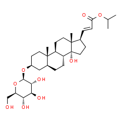 ChemSpider 2D Image | Isopropyl (2E)-3-[(3S,5S,8R,9S,10S,13R,14R,17R)-14-hydroxy-10,13-dimethyl-3-{[(2R,3R,4S,5S,6R)-3,4,5-trihydroxy-6-(hydroxymethyl)tetrahydro-2H-pyran-2-yl]oxy}hexadecahydro-1H-cyclopenta[a]phenanthren-
17-yl]acrylate | C31H50O9