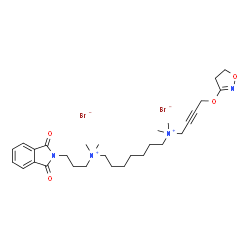 ChemSpider 2D Image | N-[4-(4,5-Dihydro-1,2-oxazol-3-yloxy)-2-butyn-1-yl]-N'-[3-(1,3-dioxo-1,3-dihydro-2H-isoindol-2-yl)propyl]-N,N,N',N'-tetramethyl-1,7-heptanediaminium dibromide | C29H44Br2N4O4