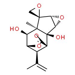 ChemSpider 2D Image | (1S,2S,3S,5R,6R,7R,8S,9R,12S)-2,8-Dihydroxy-12-isopropenyl-7-methyl-11H-spiro[4,10-dioxatetracyclo[7.2.1.0~2,7~.0~3,5~]dodecane-6,2'-oxiran]-11-one | C15H18O6