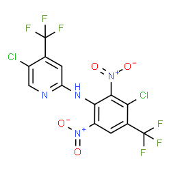 ChemSpider 2D Image | 5-Chloro-N-[3-chloro-2,6-dinitro-4-(trifluoromethyl)phenyl]-4-(trifluoromethyl)-2-pyridinamine | C13H4Cl2F6N4O4