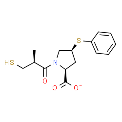 ChemSpider 2D Image | (2S,4S)-1-[(2S)-2-Methyl-3-sulfanylpropanoyl]-4-(phenylsulfanyl)-2-pyrrolidinecarboxylate | C15H18NO3S2