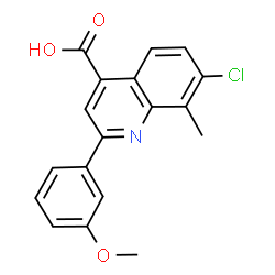 ChemSpider 2D Image | 7-Chloro-2-(3-methoxyphenyl)-8-methyl-4-quinolinecarboxylic acid | C18H14ClNO3