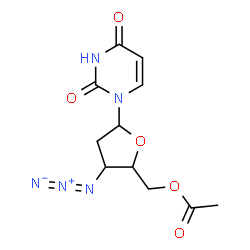 ChemSpider 2D Image | 1-(5-O-Acetyl-3-azido-2,3-dideoxypentofuranosyl)-2,4(1H,3H)-pyrimidinedione | C11H13N5O5