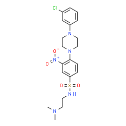 ChemSpider 2D Image | 4-[4-(3-Chlorophenyl)-1-piperazinyl]-N-[2-(dimethylamino)ethyl]-3-nitrobenzenesulfonamide | C20H26ClN5O4S