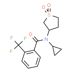 ChemSpider 2D Image | N-Cyclopropyl-N-(1,1-dioxidotetrahydro-3-thiophenyl)-2-(trifluoromethyl)benzamide | C15H16F3NO3S
