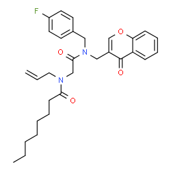 ChemSpider 2D Image | N-Allyl-N-(2-{(4-fluorobenzyl)[(4-oxo-4H-chromen-3-yl)methyl]amino}-2-oxoethyl)octanamide | C30H35FN2O4