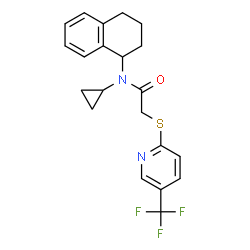 ChemSpider 2D Image | N-Cyclopropyl-N-(1,2,3,4-tetrahydro-1-naphthalenyl)-2-{[5-(trifluoromethyl)-2-pyridinyl]sulfanyl}acetamide | C21H21F3N2OS