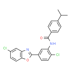 ChemSpider 2D Image | N-[2-Chloro-5-(5-chloro-1,3-benzoxazol-2-yl)phenyl]-4-isopropylbenzamide | C23H18Cl2N2O2