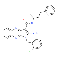ChemSpider 2D Image | 2-Amino-1-(2-chlorobenzyl)-N-(4-phenyl-2-butanyl)-1H-pyrrolo[2,3-b]quinoxaline-3-carboxamide | C28H26ClN5O