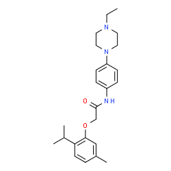 ChemSpider 2D Image | N-[4-(4-Ethyl-1-piperazinyl)phenyl]-2-(2-isopropyl-5-methylphenoxy)acetamide | C24H33N3O2