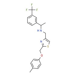 ChemSpider 2D Image | N-({2-[(4-Methylphenoxy)methyl]-1,3-thiazol-4-yl}methyl)-1-[3-(trifluoromethyl)phenyl]ethanamine | C21H21F3N2OS