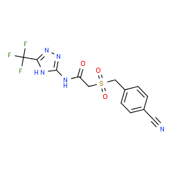 ChemSpider 2D Image | 2-[(4-Cyanobenzyl)sulfonyl]-N-[3-(trifluoromethyl)-1H-1,2,4-triazol-5-yl]acetamide | C13H10F3N5O3S