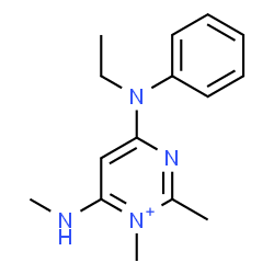 ChemSpider 2D Image | 4-[Ethyl(phenyl)amino]-1,2-dimethyl-6-(methylamino)pyrimidin-1-ium | C15H21N4