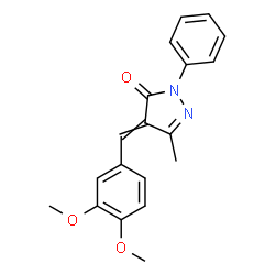 ChemSpider 2D Image | 4-(3,4-Dimethoxybenzylidene)-5-methyl-2-phenyl-2,4-dihydro-3H-pyrazol-3-one | C19H18N2O3