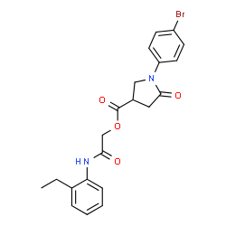 ChemSpider 2D Image | 2-[(2-Ethylphenyl)amino]-2-oxoethyl 1-(4-bromophenyl)-5-oxo-3-pyrrolidinecarboxylate | C21H21BrN2O4