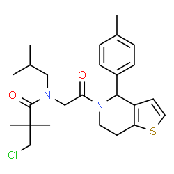 ChemSpider 2D Image | 3-Chloro-N-isobutyl-2,2-dimethyl-N-{2-[4-(4-methylphenyl)-6,7-dihydrothieno[3,2-c]pyridin-5(4H)-yl]-2-oxoethyl}propanamide | C25H33ClN2O2S