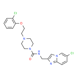 ChemSpider 2D Image | N-[(6-Chloroimidazo[1,2-a]pyridin-2-yl)methyl]-4-[2-(2-chlorophenoxy)ethyl]-1-piperazinecarboxamide | C21H23Cl2N5O2