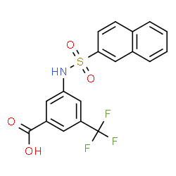 ChemSpider 2D Image | 3-[(2-Naphthylsulfonyl)amino]-5-(trifluoromethyl)benzoic acid | C18H12F3NO4S