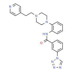 ChemSpider 2D Image | N-(2-{4-[2-(4-Pyridinyl)ethyl]-1-piperazinyl}phenyl)-3-(1H-tetrazol-1-yl)benzamide | C25H26N8O