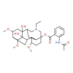ChemSpider 2D Image | 11-Ethyl-3,8-dihydroxy-4,6,16-trimethoxy-11-azapentacyclo[7.7.2.1~2,5~.0~3,8~.0~13,17~]nonadec-13-yl 2-acetamidobenzoate | C32H46N2O8