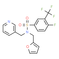 ChemSpider 2D Image | 4-Fluoro-N-(2-furylmethyl)-N-(3-pyridinylmethyl)-3-(trifluoromethyl)benzenesulfonamide | C18H14F4N2O3S