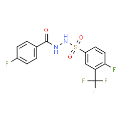 ChemSpider 2D Image | 4-Fluoro-N'-{[4-fluoro-3-(trifluoromethyl)phenyl]sulfonyl}benzohydrazide | C14H9F5N2O3S