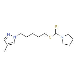 ChemSpider 2D Image | 5-(4-Methyl-1H-pyrazol-1-yl)pentyl 1-pyrrolidinecarbodithioate | C14H23N3S2