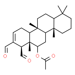 ChemSpider 2D Image | (4aS,6aS,7R,10bR)-7,8-Diformyl-1,1,4a,6a,10b-pentamethyl-1,2,3,4,4a,4b,5,6,6a,7,10,10a,10b,11,12,12a-hexadecahydro-6-chrysenyl acetate | C27H40O4