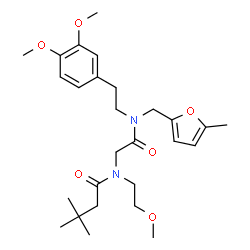 ChemSpider 2D Image | N-(2-{[2-(3,4-Dimethoxyphenyl)ethyl][(5-methyl-2-furyl)methyl]amino}-2-oxoethyl)-N-(2-methoxyethyl)-3,3-dimethylbutanamide | C27H40N2O6