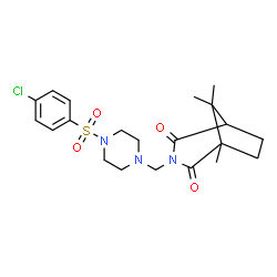 ChemSpider 2D Image | 3-({4-[(4-Chlorophenyl)sulfonyl]-1-piperazinyl}methyl)-1,8,8-trimethyl-3-azabicyclo[3.2.1]octane-2,4-dione | C21H28ClN3O4S