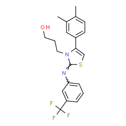 ChemSpider 2D Image | 3-[(2Z)-4-(3,4-Dimethylphenyl)-2-{[3-(trifluoromethyl)phenyl]imino}-1,3-thiazol-3(2H)-yl]-1-propanol | C21H21F3N2OS