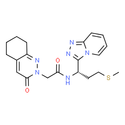 ChemSpider 2D Image | N-[(1S)-3-(Methylsulfanyl)-1-([1,2,4]triazolo[4,3-a]pyridin-3-yl)propyl]-2-(3-oxo-5,6,7,8-tetrahydro-2(3H)-cinnolinyl)acetamide | C20H24N6O2S