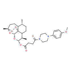 ChemSpider 2D Image | (5R,9R,10S,12R,13R)-1,5,9-Trimethyl-11,14,15,16-tetraoxatetracyclo[10.3.1.0~4,13~.0~8,13~]hexadec-10-yl 4-[4-(4-methoxyphenyl)-1-piperazinyl]-4-oxobutanoate | C30H42N2O8