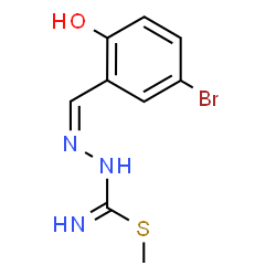 ChemSpider 2D Image | Methyl (2Z)-2-(5-bromo-2-hydroxybenzylidene)hydrazinecarbimidothioate | C9H10BrN3OS