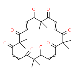 ChemSpider 2D Image | 2,2,7,7,12,12,17,17-Octamethyl-4,9,14,19-cycloicosatetraene-1,3,6,8,11,13,16,18-octone | C28H32O8