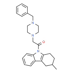 ChemSpider 2D Image | 2-(4-Benzyl-1-piperazinyl)-1-(3-methyl-1,2,3,4-tetrahydro-9H-carbazol-9-yl)ethanone | C26H31N3O