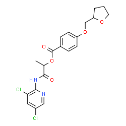 ChemSpider 2D Image | 1-[(3,5-Dichloro-2-pyridinyl)amino]-1-oxo-2-propanyl 4-(tetrahydro-2-furanylmethoxy)benzoate | C20H20Cl2N2O5
