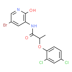 ChemSpider 2D Image | N-(5-Bromo-2-hydroxy-3-pyridinyl)-2-(2,4-dichlorophenoxy)propanamide | C14H11BrCl2N2O3