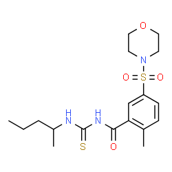 ChemSpider 2D Image | 2-Methyl-5-(4-morpholinylsulfonyl)-N-(2-pentanylcarbamothioyl)benzamide | C18H27N3O4S2