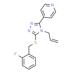 ChemSpider 2D Image | 4-{4-Allyl-5-[(2-fluorobenzyl)sulfanyl]-4H-1,2,4-triazol-3-yl}pyridine | C17H15FN4S