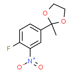 ChemSpider 2D Image | 2-(4-Fluoro-3-nitrophenyl)-2-methyl-1,3-dioxolane | C10H10FNO4