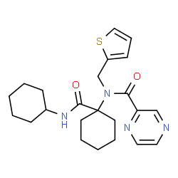 ChemSpider 2D Image | N-[1-(Cyclohexylcarbamoyl)cyclohexyl]-N-(2-thienylmethyl)-2-pyrazinecarboxamide | C23H30N4O2S