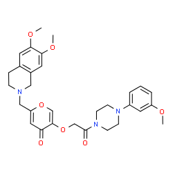 ChemSpider 2D Image | 2-[(6,7-Dimethoxy-3,4-dihydro-2(1H)-isoquinolinyl)methyl]-5-{2-[4-(3-methoxyphenyl)-1-piperazinyl]-2-oxoethoxy}-4H-pyran-4-one | C30H35N3O7