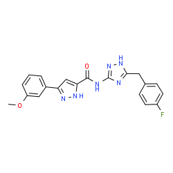 ChemSpider 2D Image | N-[5-(4-Fluorobenzyl)-1H-1,2,4-triazol-3-yl]-3-(3-methoxyphenyl)-1H-pyrazole-5-carboxamide | C20H17FN6O2