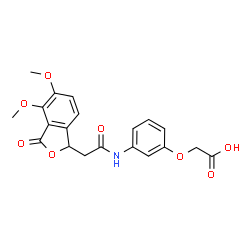 ChemSpider 2D Image | (3-{[(4,5-Dimethoxy-3-oxo-1,3-dihydro-2-benzofuran-1-yl)acetyl]amino}phenoxy)acetic acid | C20H19NO8