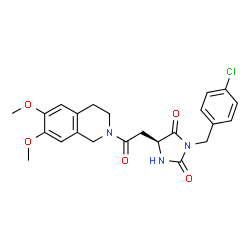 ChemSpider 2D Image | (5S)-3-(4-Chlorobenzyl)-5-[2-(6,7-dimethoxy-3,4-dihydro-2(1H)-isoquinolinyl)-2-oxoethyl]-2,4-imidazolidinedione | C23H24ClN3O5