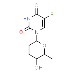 ChemSpider 2D Image | 5-Fluoro-1-(5-hydroxy-6-methyltetrahydro-2H-pyran-2-yl)-2,4(1H,3H)-pyrimidinedione | C10H13FN2O4