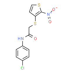 ChemSpider 2D Image | N-(4-Chlorophenyl)-2-[(2-nitro-3-thienyl)sulfanyl]acetamide | C12H9ClN2O3S2